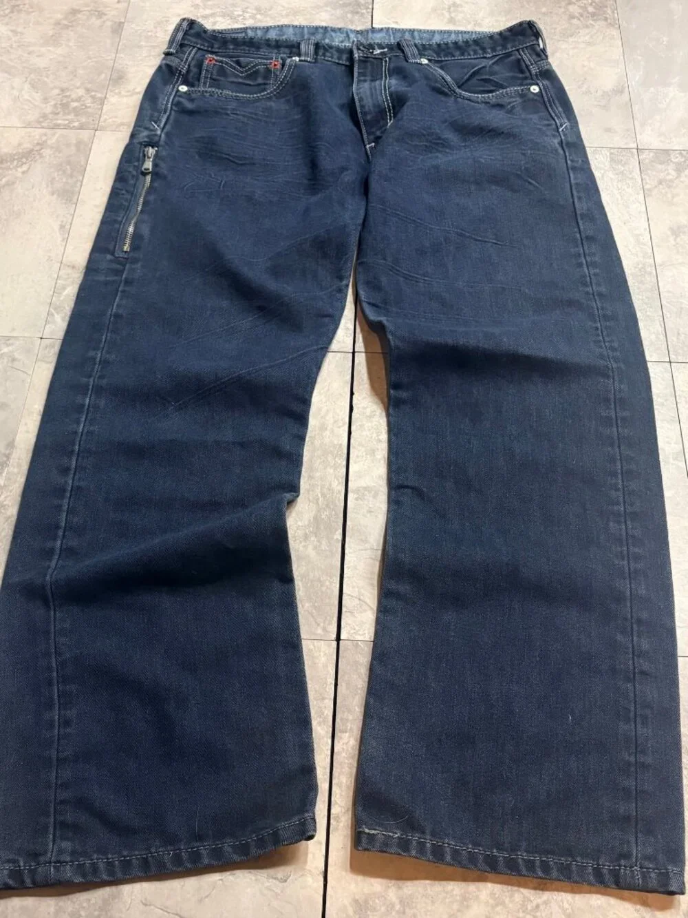 Levi's 569 Loose Straight Jeans 33x32 Dark Navy Zip Pocket Y2K